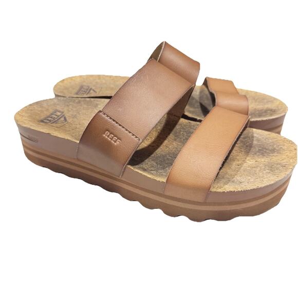 REEF Vista Hi Women's Platform Sandal Arch Support Cushioned Espresso Duo Size 8 - Picture 1 of 6
